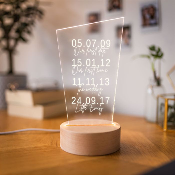 Personalised Important Dates LED Lamp