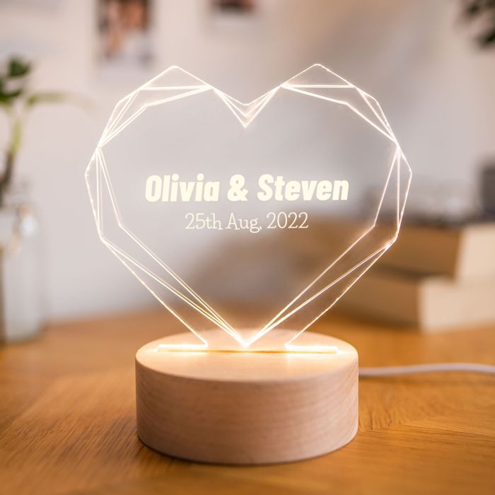 Personalised LED heart lamp