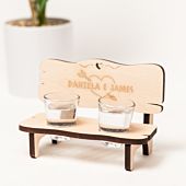 Engraved shot glass bench