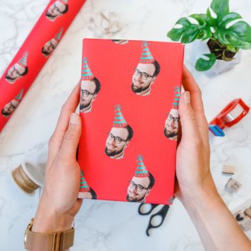 Personalised Wrapping Paper: Face with Party Hat - Design