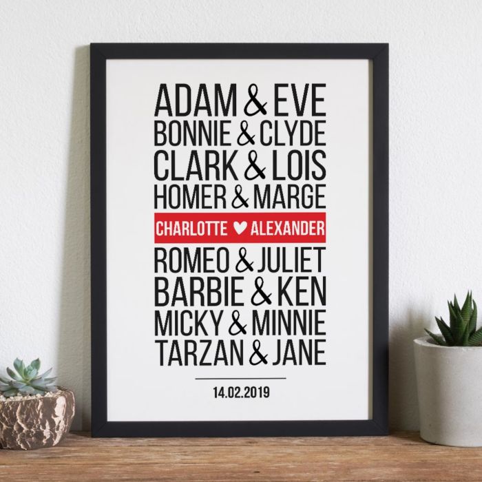 Personalised Famous Couples Poster - Design